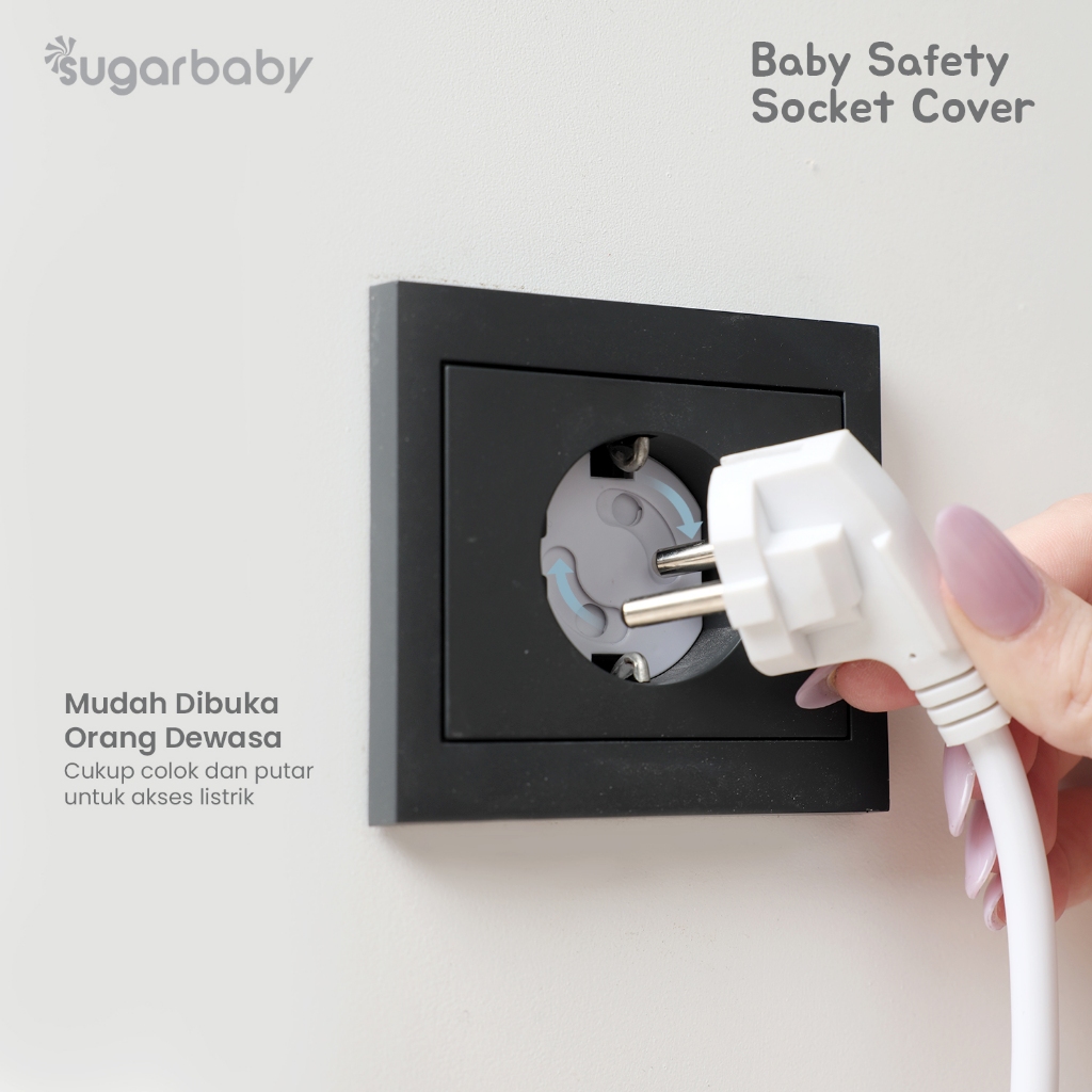 Sugarbaby Baby Safety Socket Cover 6 PCS Pelindung Stop Kontak Bebas BPA Sistem Kunci Foto 4