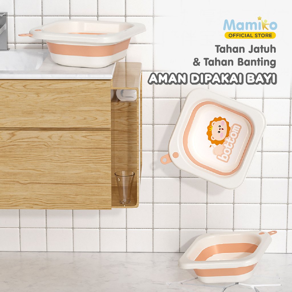 Mamiko Foldable Baby Wash Basin Lion Baskom Ember Lipat Multifungsi BPA Free Foto 3