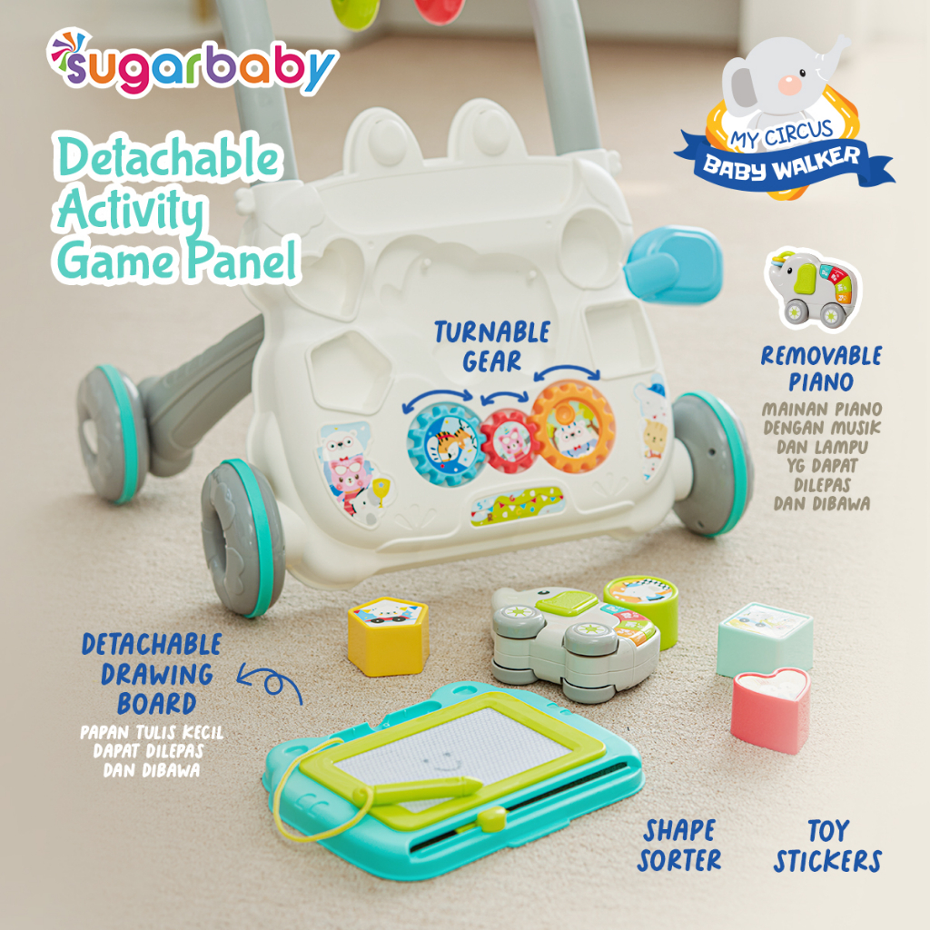 Sugar Baby My Circus Baby Walker CIRWALKER Alat Bantu Jalan Edukasi Panel Aktivitas Piano Foto 3