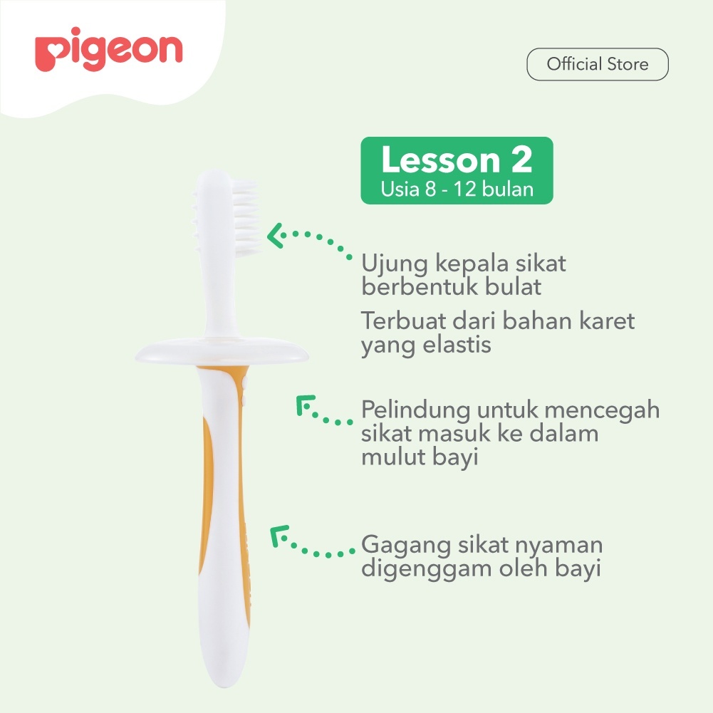 Pigeon Training Toothbrush Lesson Set 1-4 Sikat Gigi Bayi Tahap Pertama Foto 4