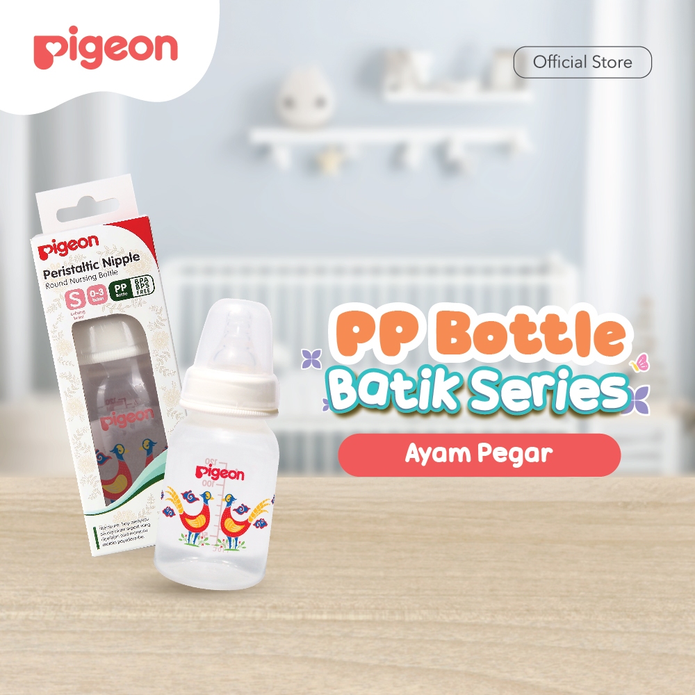 Pigeon Botol Susu SlimNeck PP RP 120ml Batik Ayam Pegar Nipple S-Type Anti Kolik Foto 7