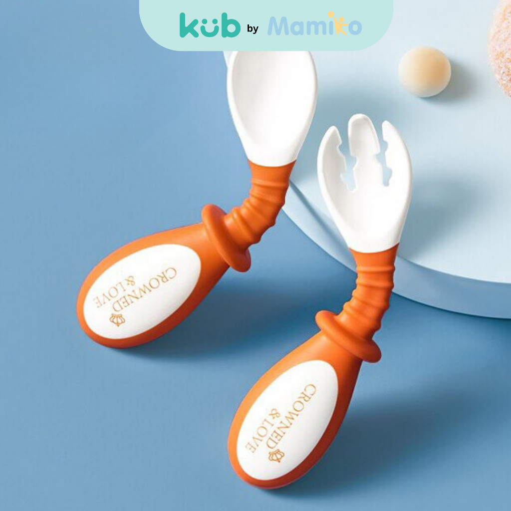 Sendok Garpu Bayi KUB x CL Silikon Fleksibel 3 Warna MPASI Bendable Spoon Foto 6