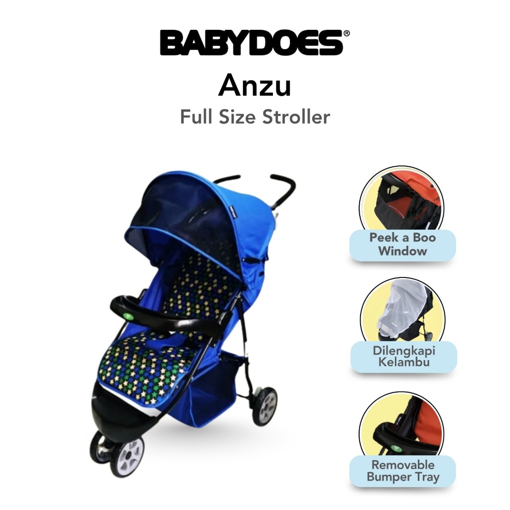 Babydoes ANZU Stroller 3 Roda Ringan untuk Bayi 0-36 Bulan Kapasitas 15 kg