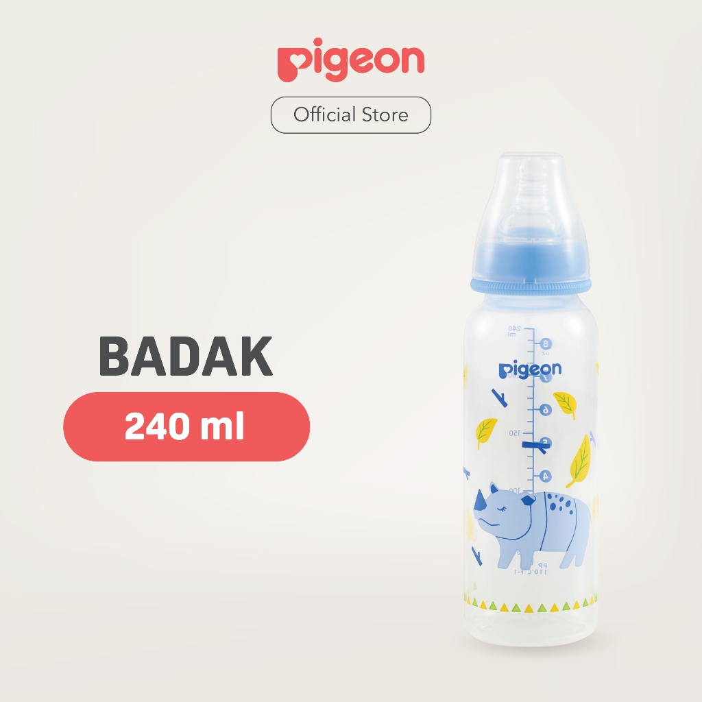 Pigeon Botol Susu Slim Neck PP RP 240ml Motif Hewan Langka dengan Dot S-Type Foto 6