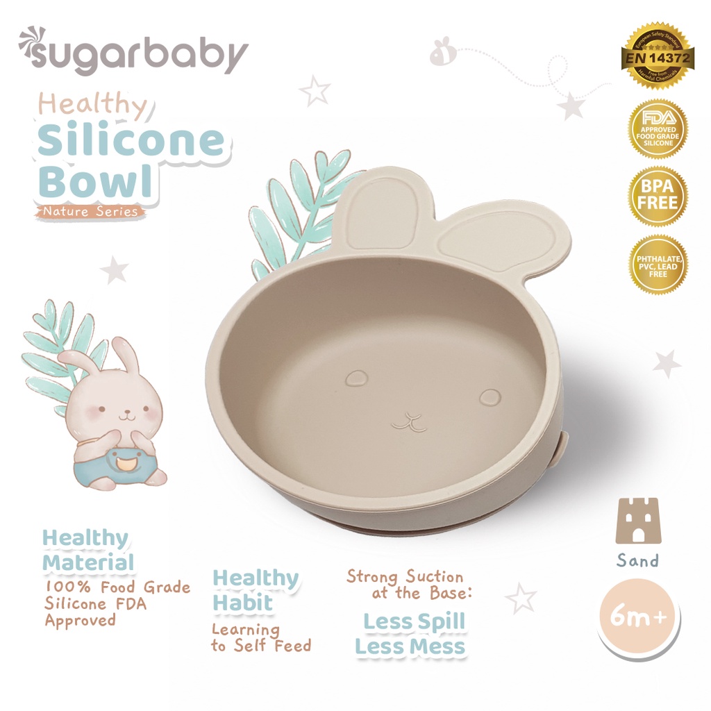Sugar Baby Healthy Silicone Bowl Nature Series Suction Anti Tumpah 5 Warna Foto 8