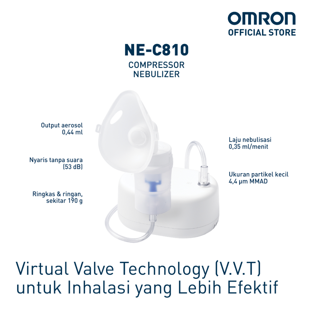 Omron Compressor Nebulizer NE-C810 Portable Ringan dengan Teknologi Virtual Valve VVT Foto 5