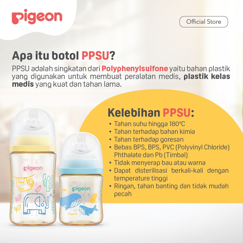 Pigeon Biomass-PPSU Wide Neck Botol Susu Bayi 160ml dengan SofTouch Nipple Size M Anti Foto 4