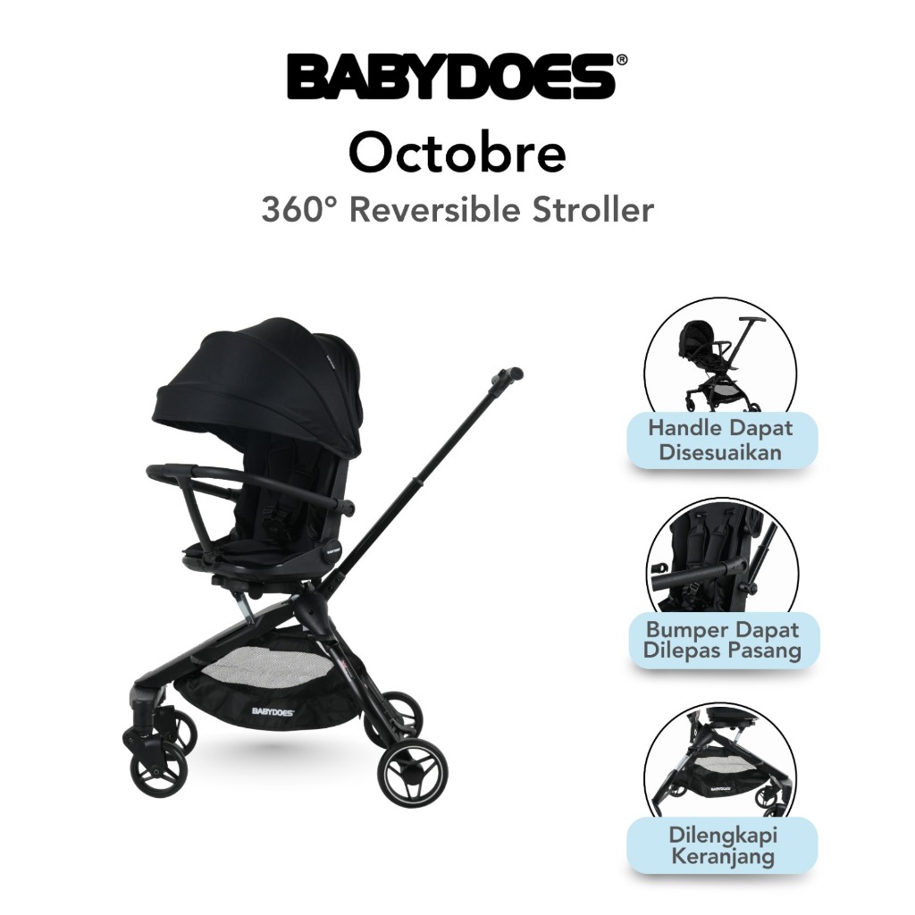 Stroller Bayi Babydoes Octobre Reversible Seat 360 Derajat Compact Portable