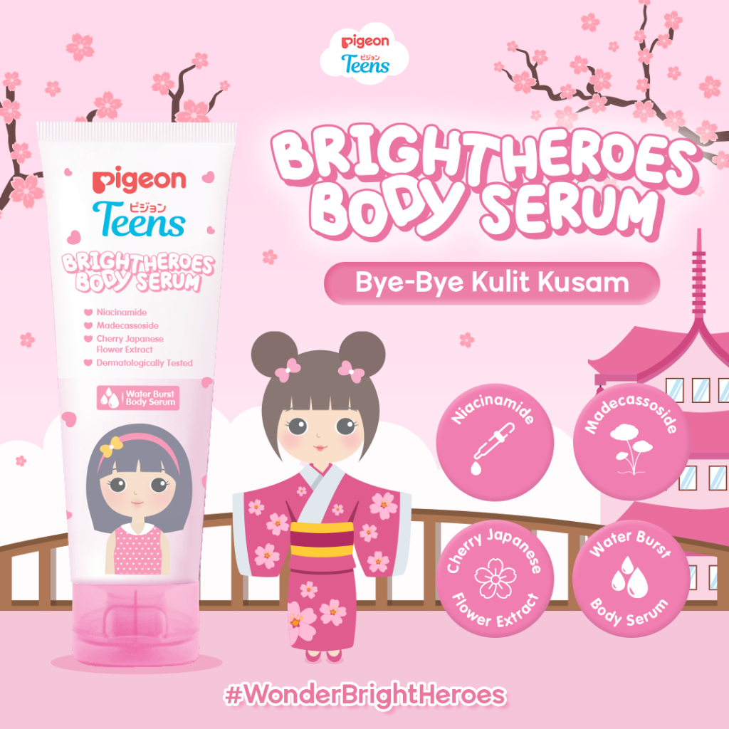 Pigeon Teens Bright Heroes Body Serum 100ml Niacinamide Madecassoside Water Burst