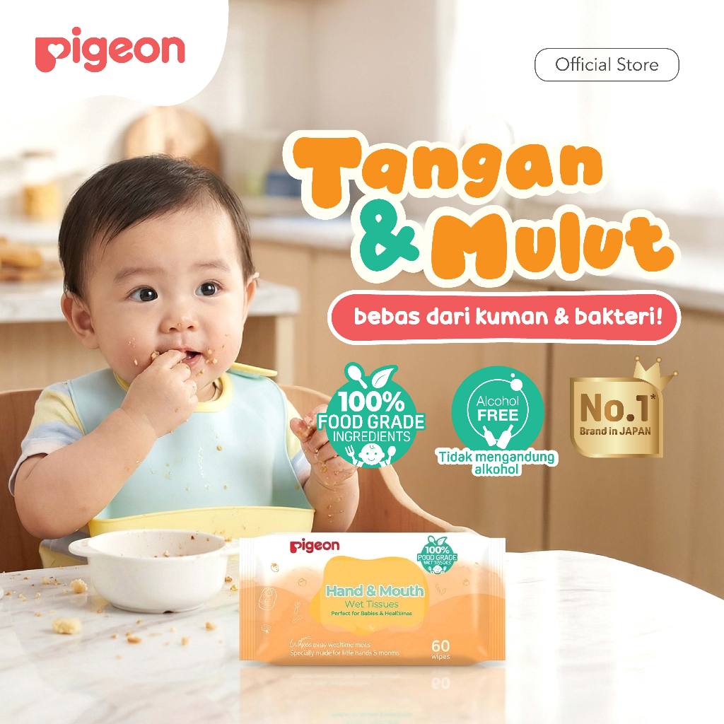 Pigeon Hand & Mouth Wet Tisu Basah Bayi Food Grade Formula 60 Lembar