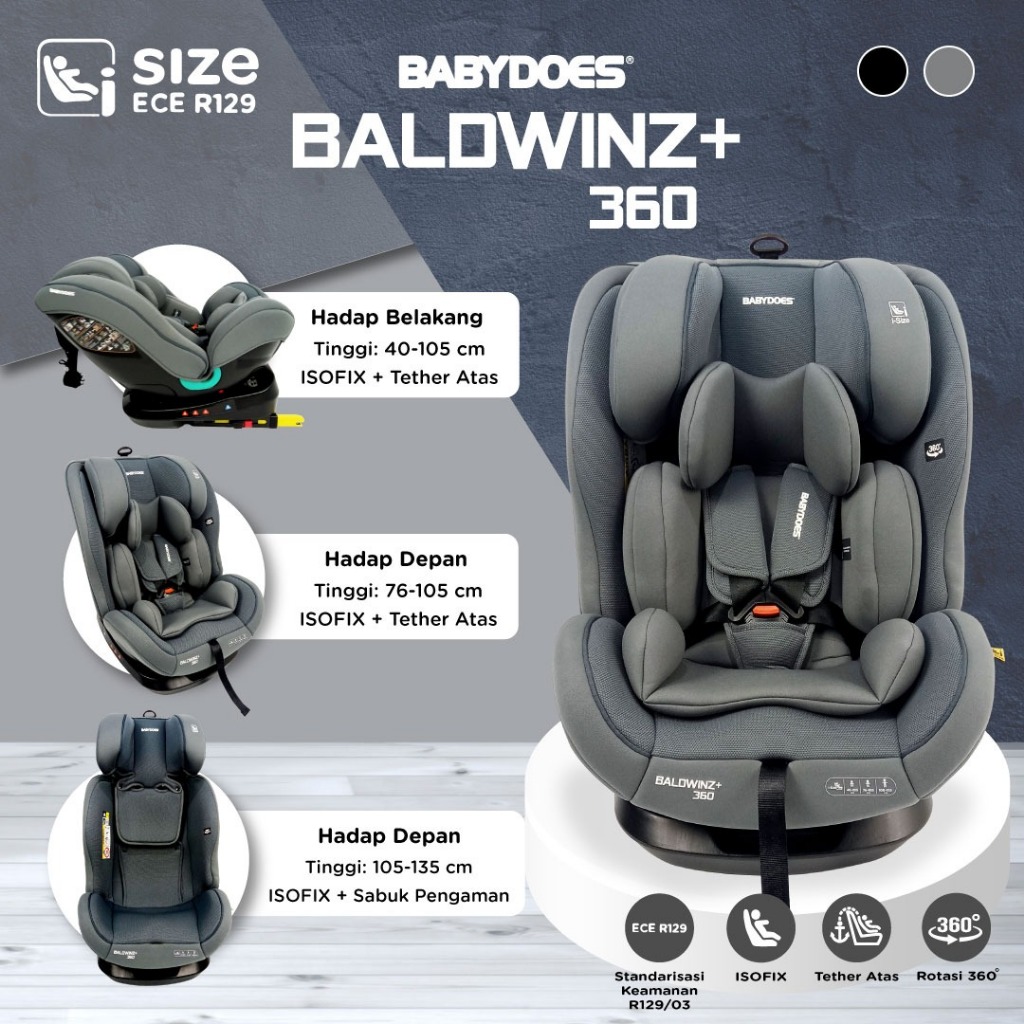 Babydoes Car Seat Baldwinz+ 360 Isofix Tether Kursi Mobil Anak Newborn Foto 7