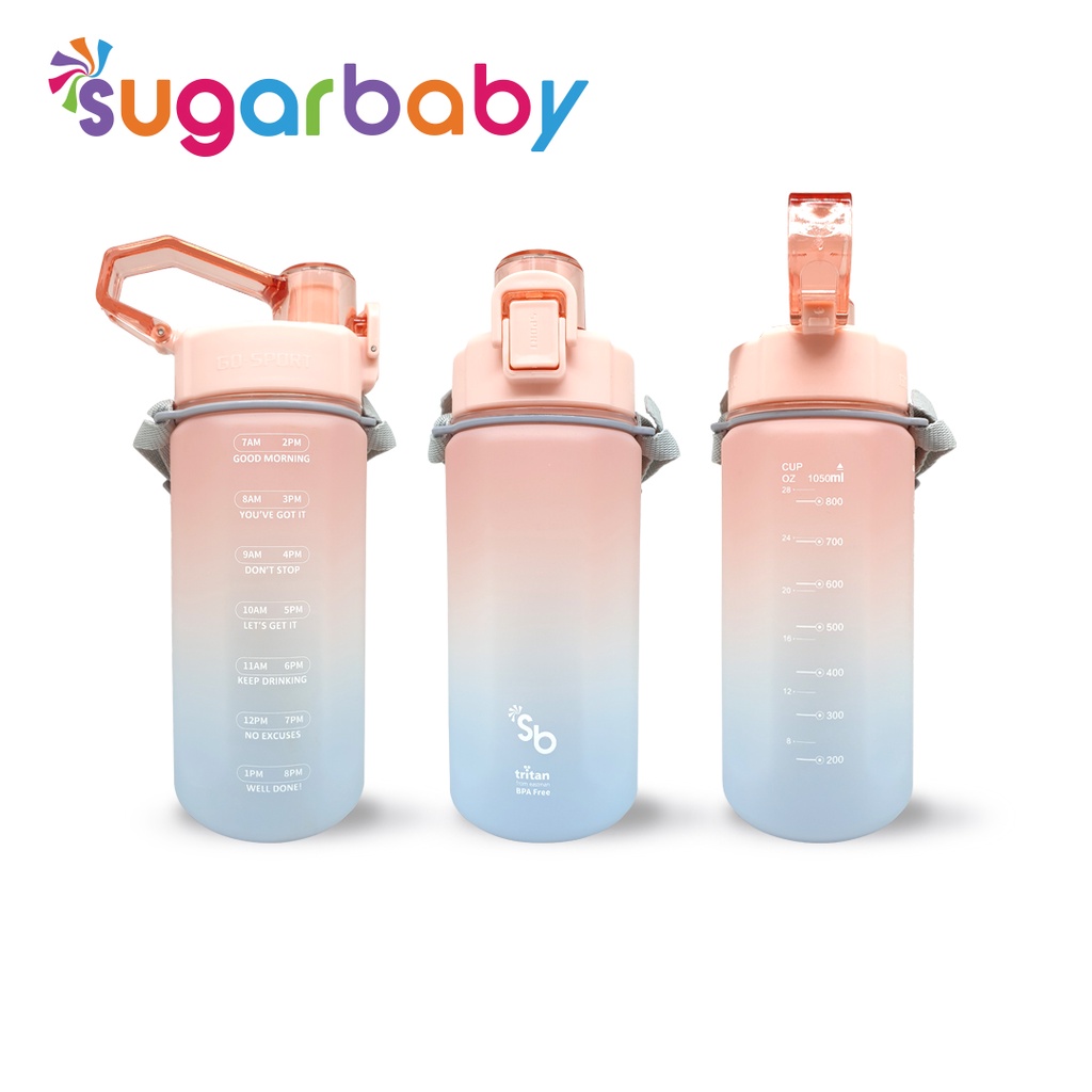 Botol Minum Sugarbaby Tritan Fit Bottle 2in1 Rainbow Anti Bocor dengan Sedotan dan Time Foto 8