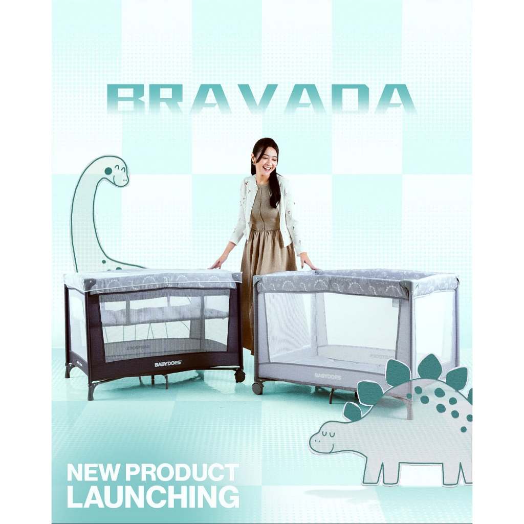 Babydoes Bravada 2in1 Baby Box & Playard dengan Kelambu dan Roda Portable Foto 2