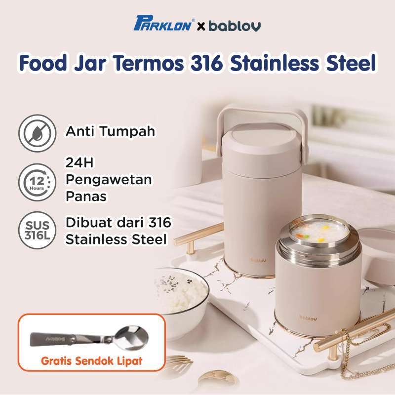 Parklon x Bablov Food Jar Stainless Steel 316 Kotak Makan Termos 1000ml Anti Tumpah Foto 3