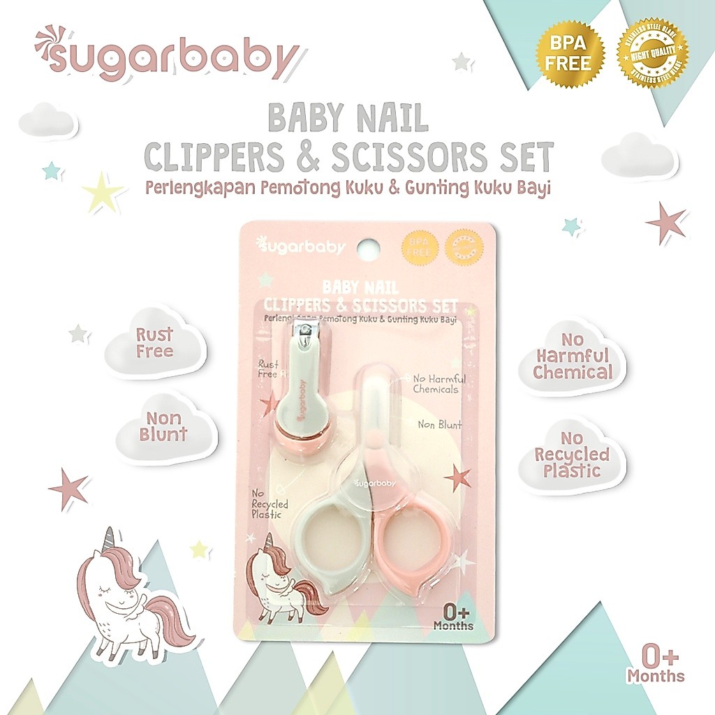 SUGAR BABY 2in1 Baby Nail Clippers & Safety Scissors Set Paket Hemat Warna Biru Foto 3