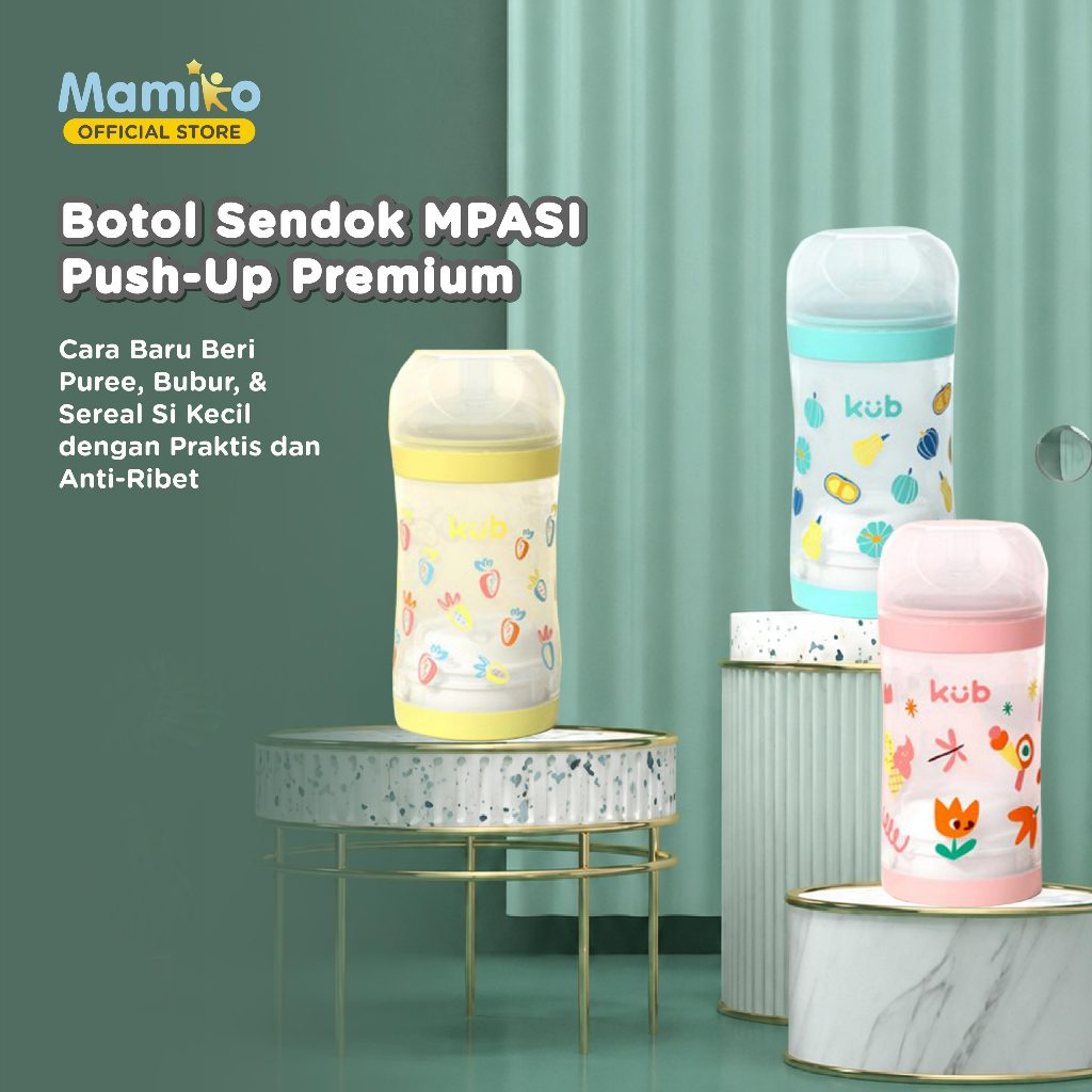 KUB Mamiko Cereal Nursing Bottle 180ml Botol MPASI Bayi dengan Sistem Tekanan Bawah