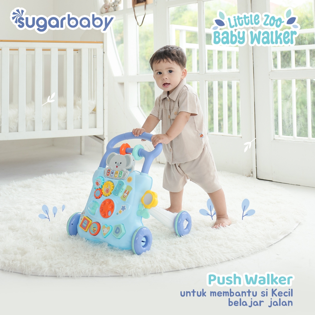 Sugarbaby Little Zoo Baby Walker Mainan Dorong Bayi dengan Piano Lepas & Panel Aktivitas Foto 2