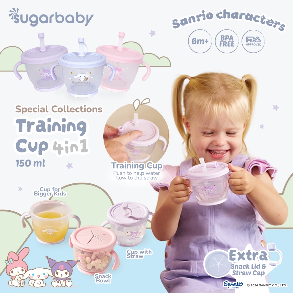 Sugarbaby Training Cup 4in1 Sanrio Collection Gelas Anak BPA Free Anti Bocor 150ml Foto 3
