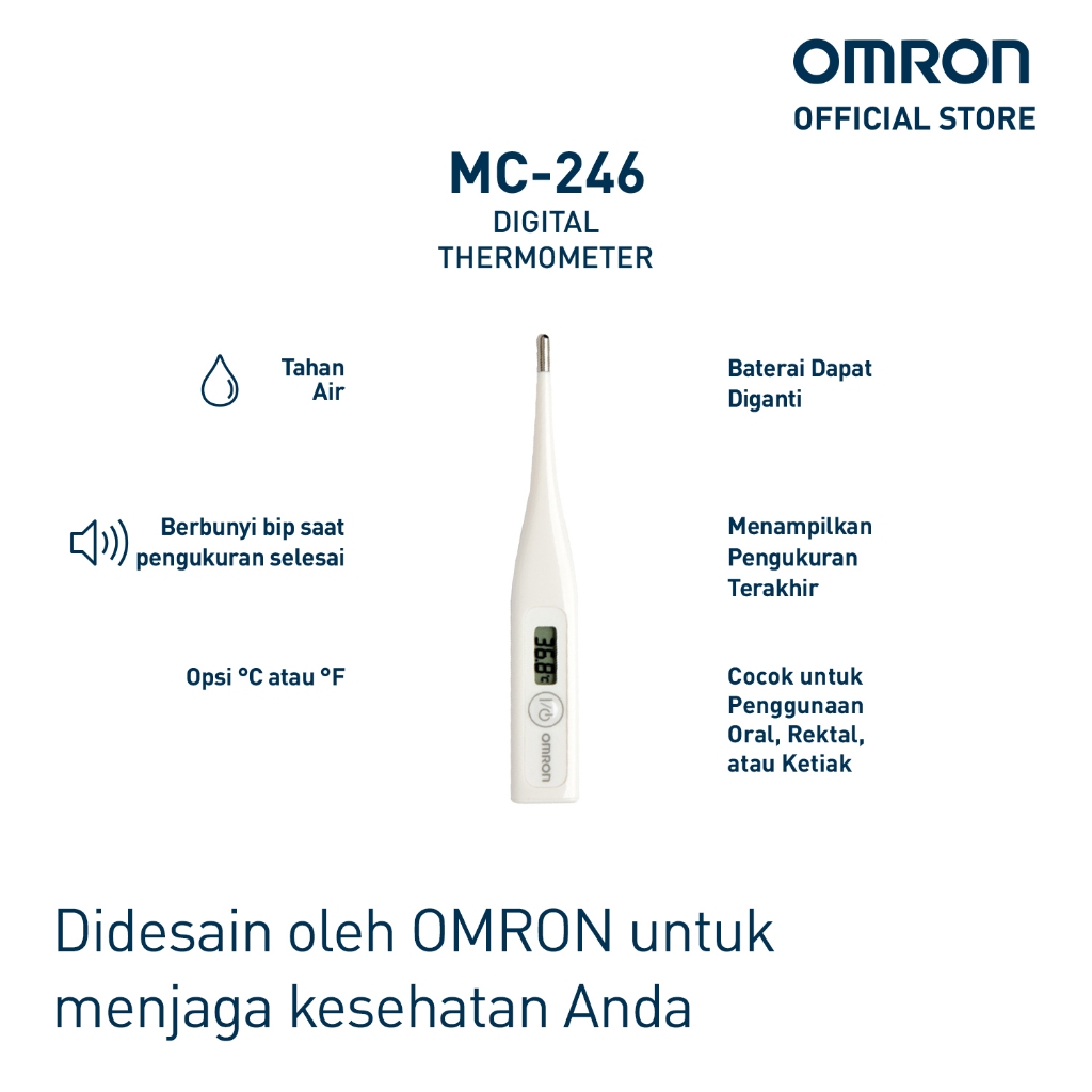 Termometer Digital Omron MC-246 Tahan Air Pengukur Suhu Oral Rektal Ketiak Foto 2