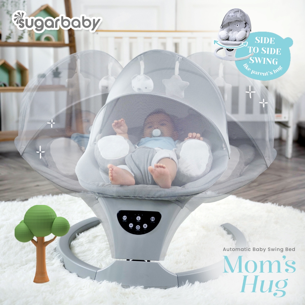 Sugar Baby Mom's Hug Automatic Baby Swing Bed Ayunan Bayi Bluetooth Side to Side Foto 3