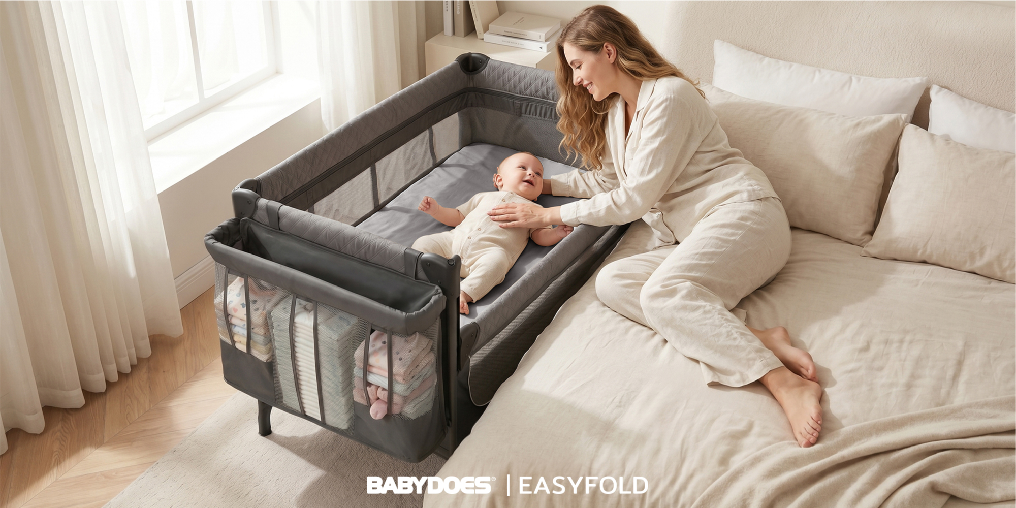 Babydoes Easyfold Auto Baby Box Tempat Tidur Bayi Lipat Otomatis dengan Meja Ganti Foto 7