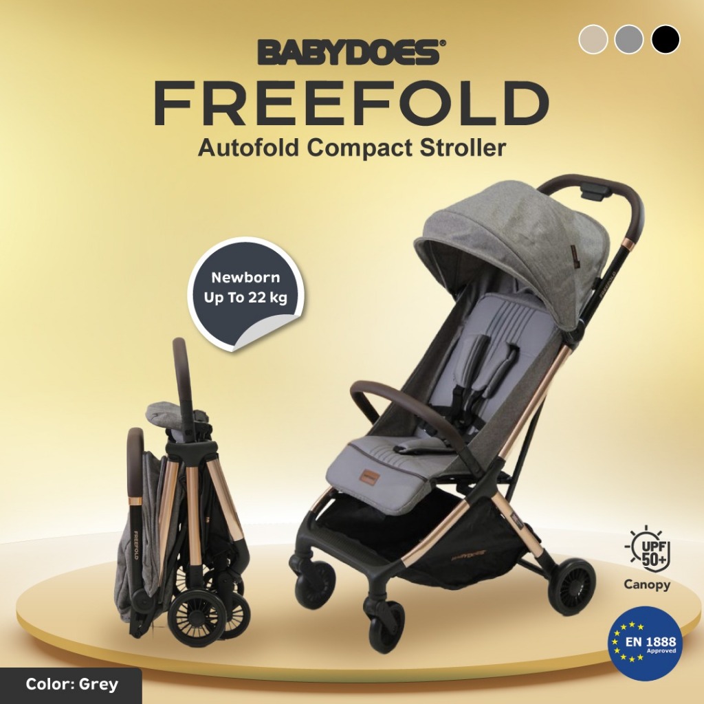 Babydoes Freefold Stroller Auto-Fold Portable Kompak untuk Bayi Baru Lahir sampai 22kg Foto 6