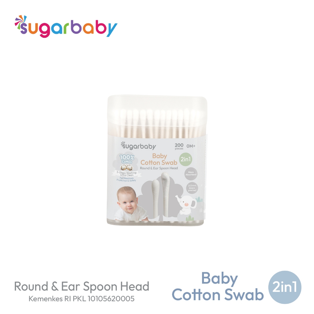 Sugarbaby Cotton Swab 2in1 Baby Cotton Bud 100% Kapas Alami 3 Varian Head Foto 5