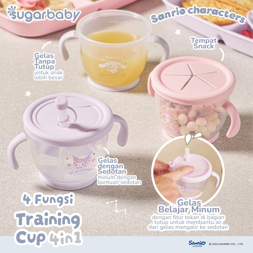 Sugarbaby Training Cup 4in1 Sanrio Collection Gelas Anak BPA Free Anti Bocor 150ml Foto 5