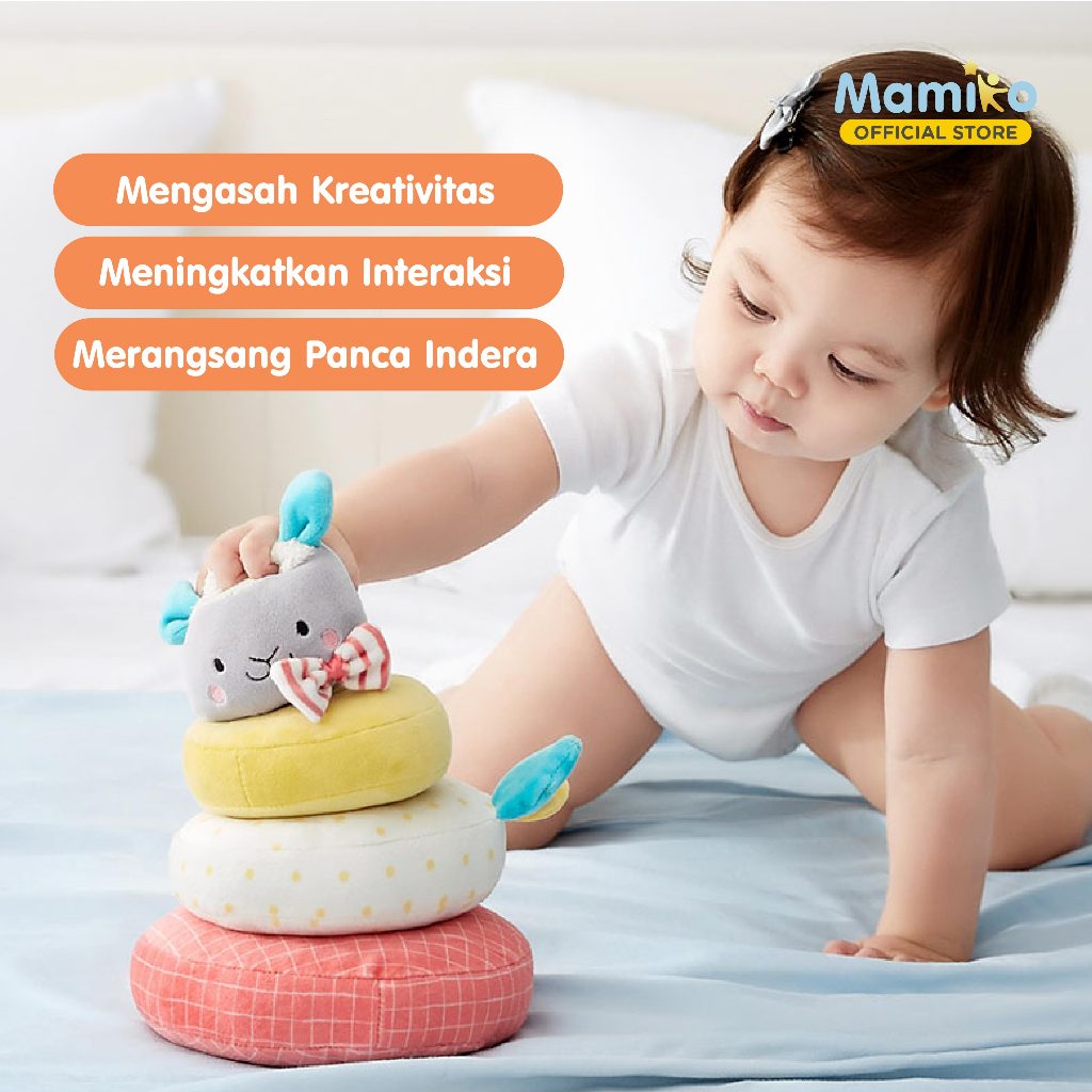 KUB Plush Toy Stacking Ring Boneka Edukasi Bayi 0m+ Food Grade Bahan Aman Foto 3