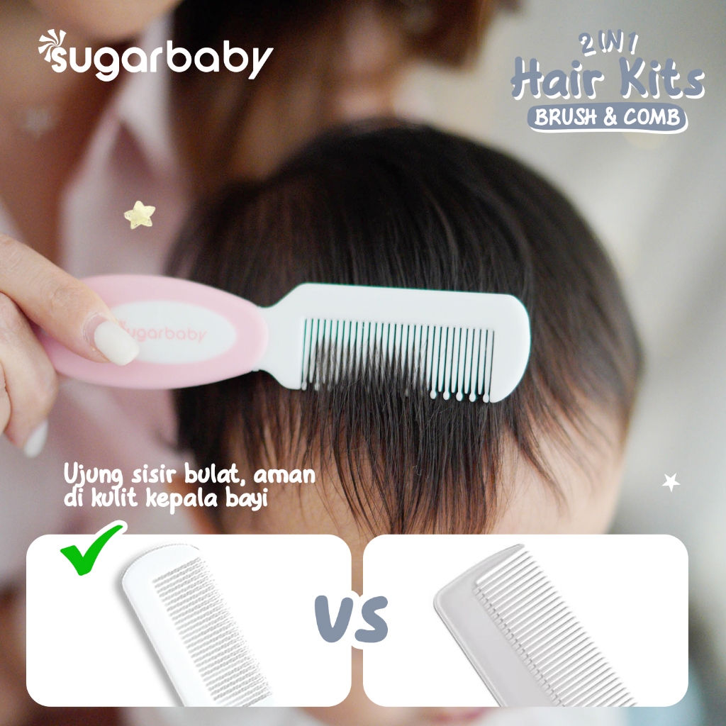 SUGAR BABY Perlengkapan Kuku & Rambut Bayi 4in1 Set Gunting Sisir Sikat Premium Foto 4