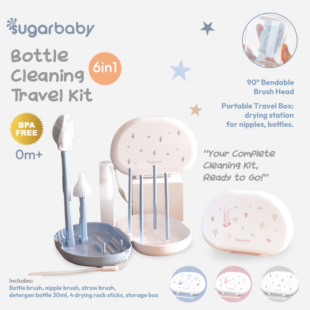 Sugarbaby Bottle Cleaning Travel Kit 6in1 Set Pembersih Botol Susu Bayi Portable
