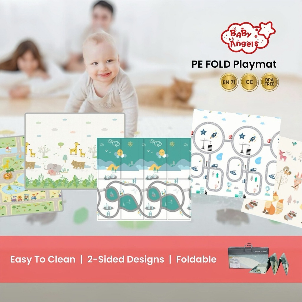 Playmat Bayi Baby Angels XPE Fold Premium 180x160 cm Double Side Tebal 1.0 cm