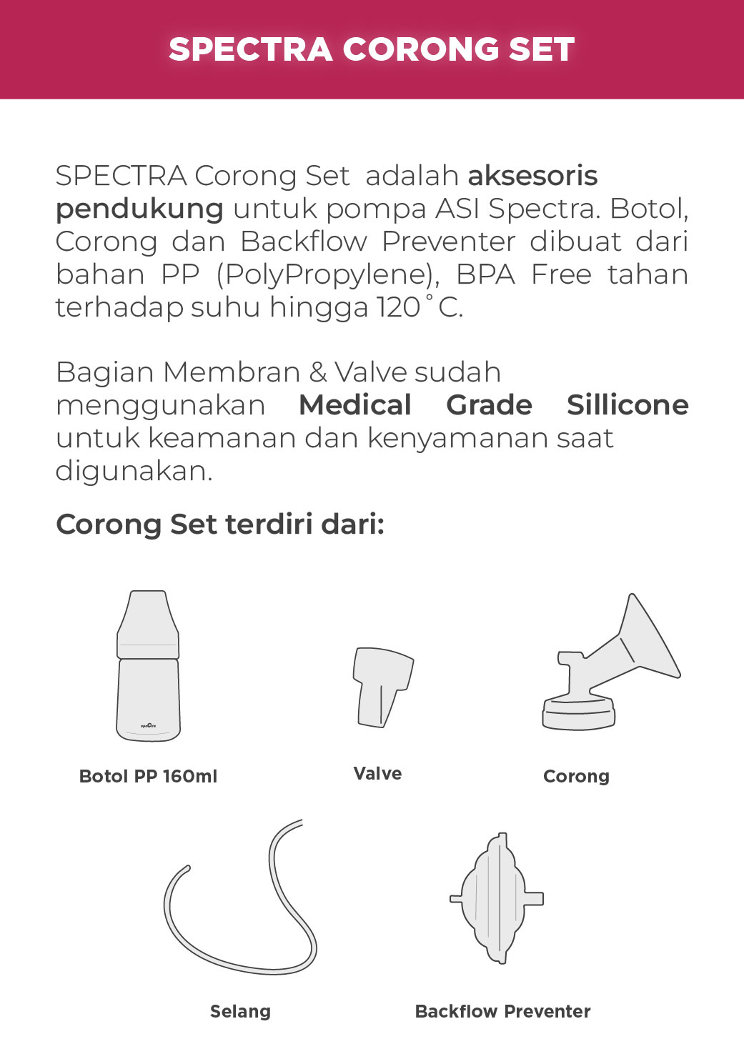Spectra Breastshield Set Corong ASI Ukuran 32mm (L) + Botol PP Original Foto 5