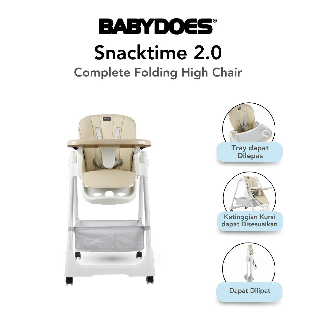 High Chair Babydoes Snacktime 2.0 Kursi Makan Bayi Sandaran Bisa Diatur 8 Tinggi Roda