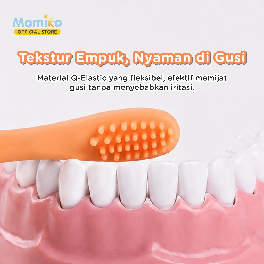 Mamiko Sikat Gigi Training Anak 1-3 Tahun Silikon Lembut & Fleksibel Foto 3