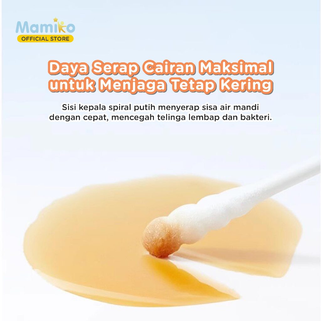 Mamiko Baby Cotton Buds 2in1 Spiral Head & Sticky Tip - Cotton Bud Bayi Foto 5