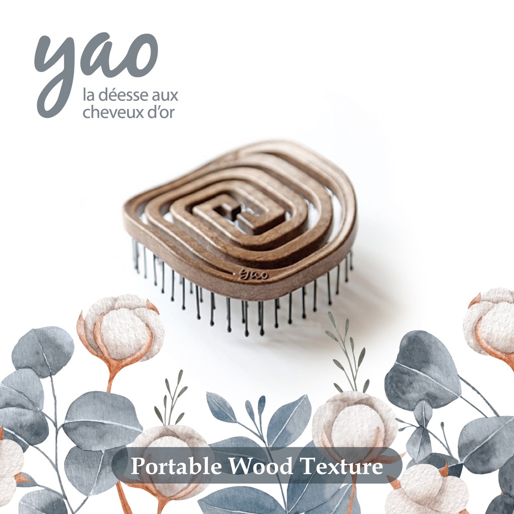 Sisir Rambut Anti Rontok Yao Portable Wood Texture Asli Korea Foto 4