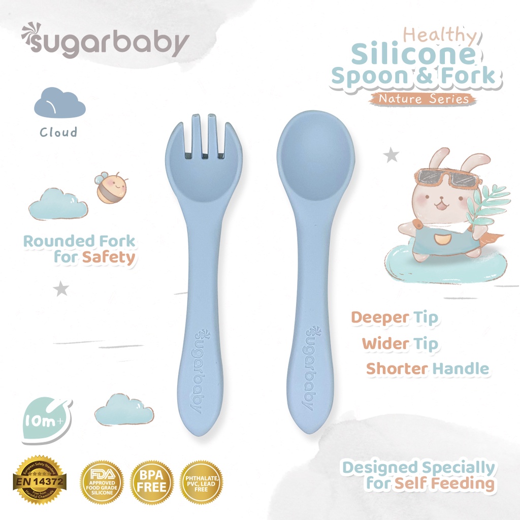Sendok Garpu Bayi Sugarbaby Healthy Silicone Nature Series Food Grade FDA Foto 7