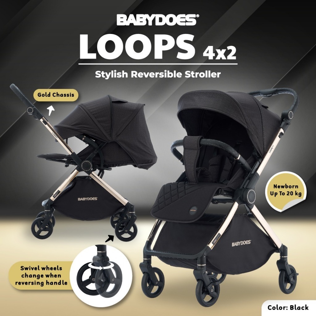 Babydoes Loops 4x2 Stroller Bayi Reversible Handle 2 Arah Suspensi Semua Roda Foto 5