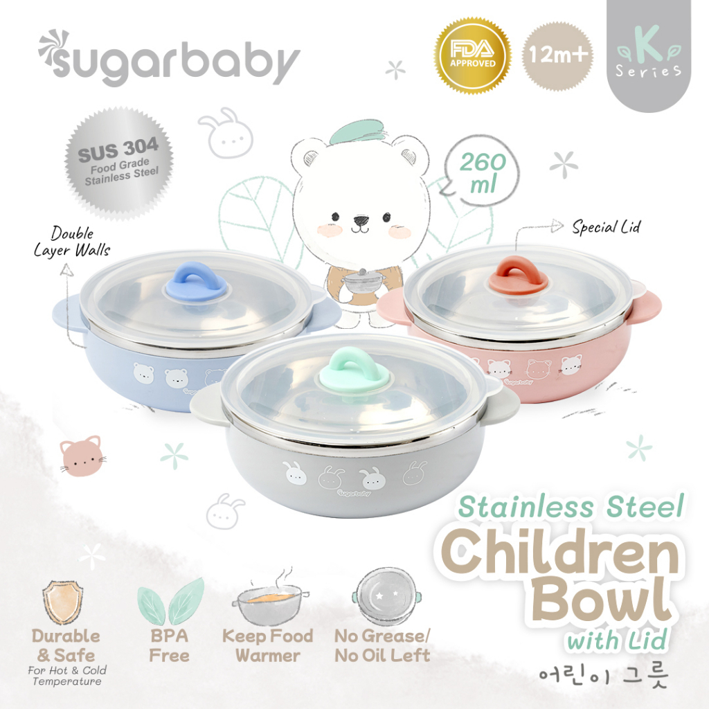 Mangkok Stainless Steel Anak Sugar Baby K-Series Food Grade SUS 304 260ml Foto 2