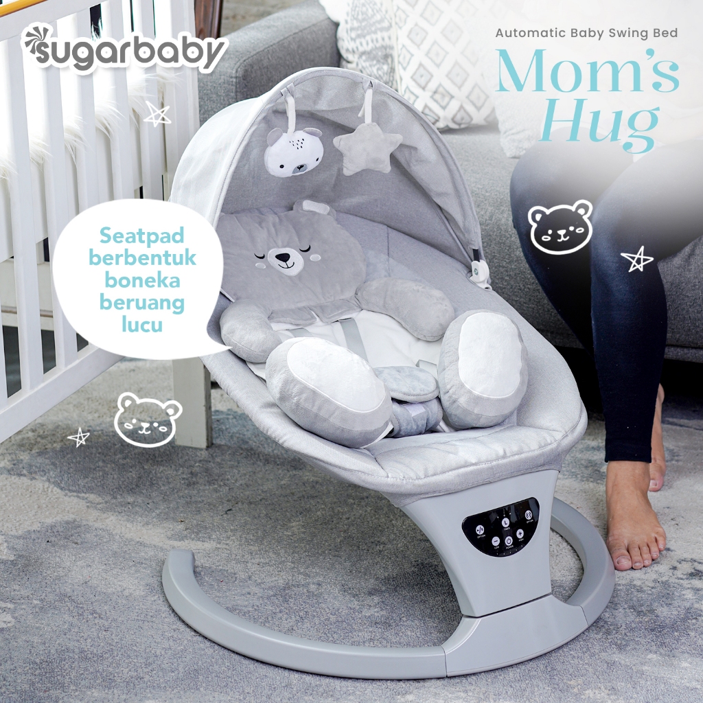 Sugar Baby Mom's Hug Automatic Baby Swing Bed Ayunan Bayi Bluetooth Side to Side Foto 5