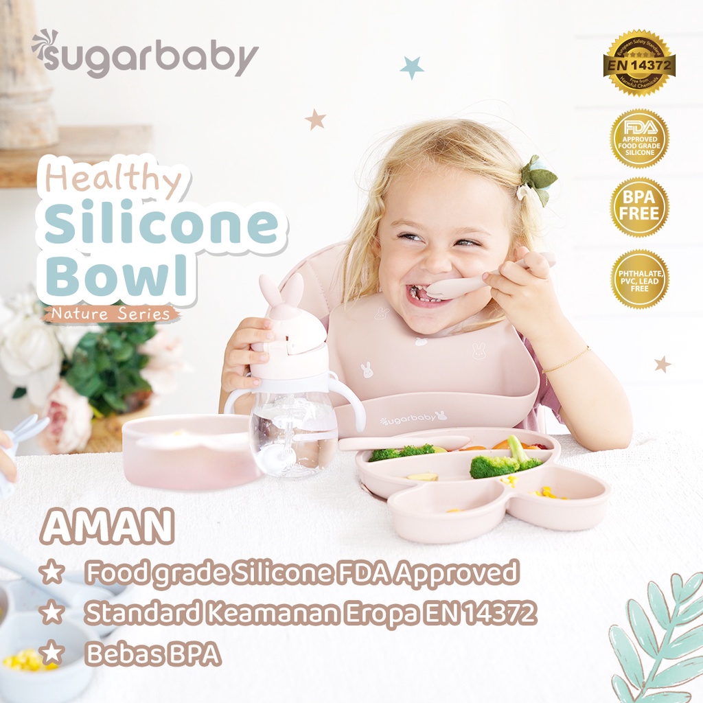 Sugar Baby Healthy Silicone Bowl Nature Series Suction Anti Tumpah 5 Warna Foto 3