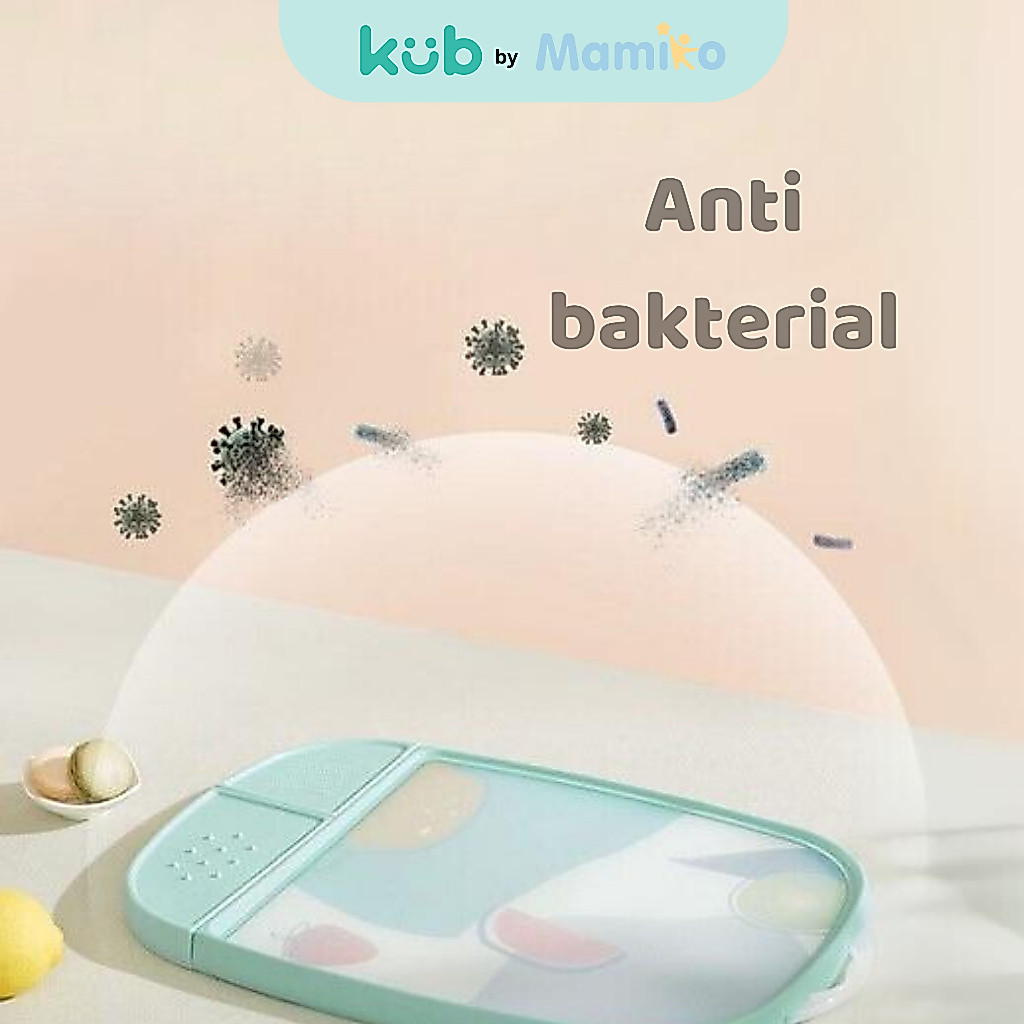 KUB Multifunction Anti Bacterial Chop Board Telenan Hijau 2 Sisi Stainless PP Foto 2