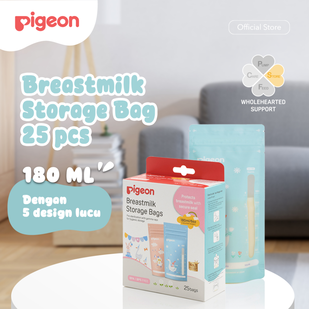 Kantong ASI PIGEON BreastMilk Storage Bag Anti Bocor Klip Ganda Ukuran 120ml atau 180ml Foto 6