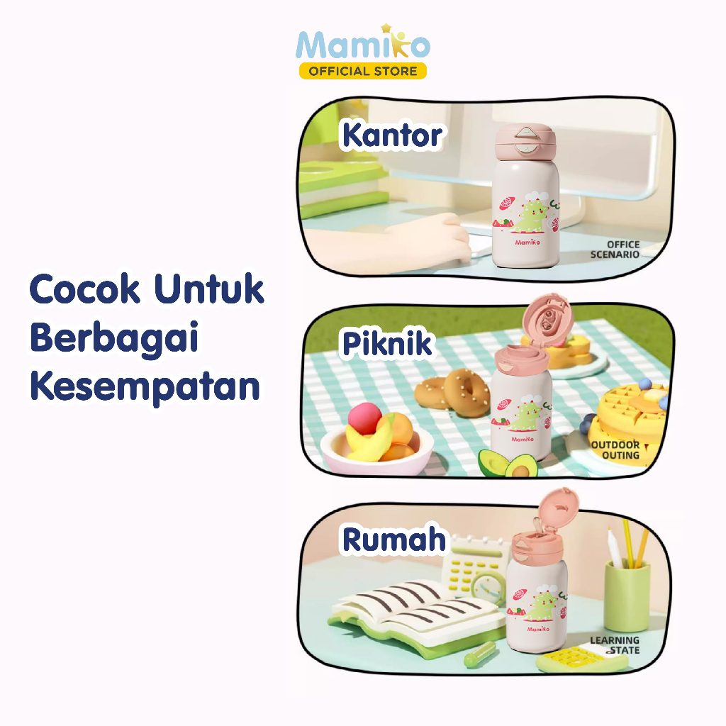 Mamiko Botol Minum Vakum 550ml Stainless Steel 316 Sedotan & Teguk Anti Bocor Foto 4