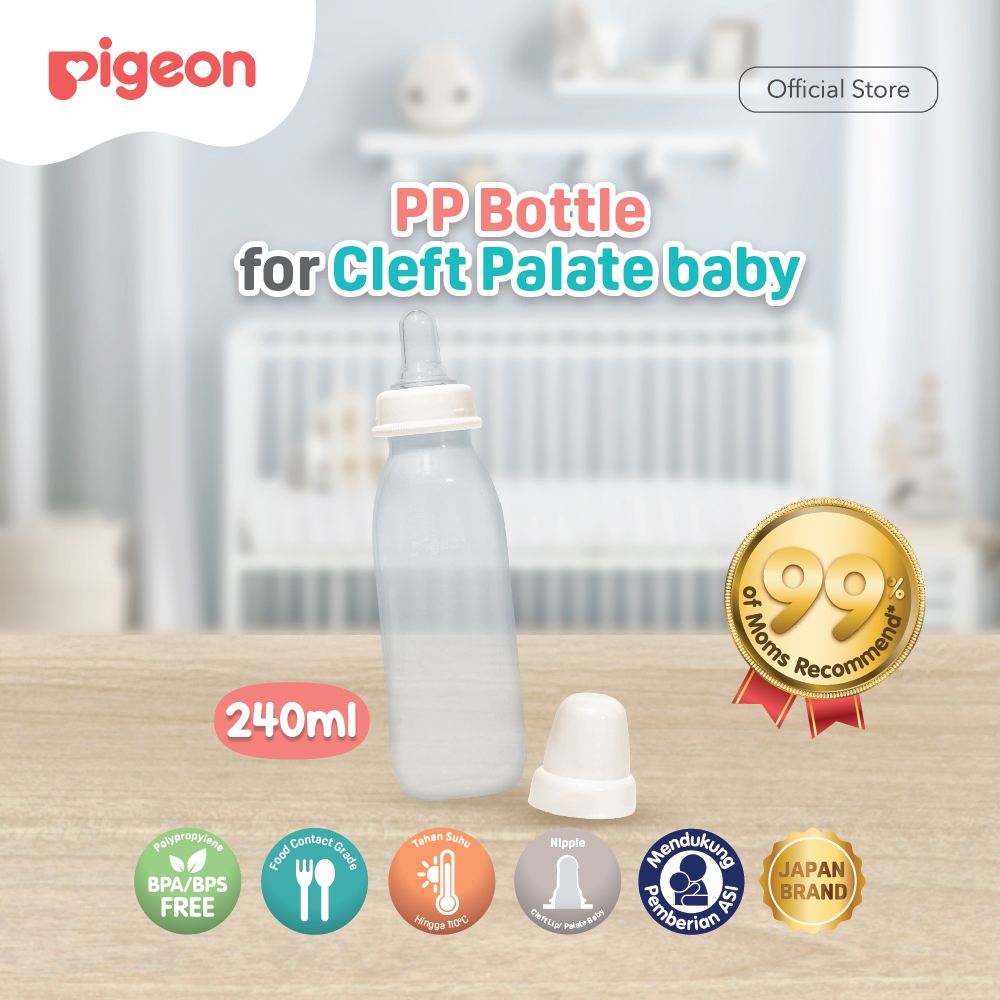 Botol Susu Pigeon PP 240ml Cleft Palate Baby dengan 2 Dot Small & Regular Foto 2