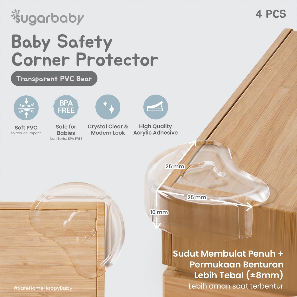 Sugarbaby Baby Safety Edge & Corner Protector PVC Transparan BPA Free 2M Roll & Foto 3