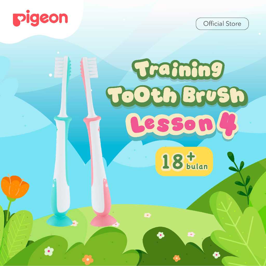 Pigeon Training Toothbrush Lesson Set 1-4 Sikat Gigi Bayi Tahap Pertama Foto 2