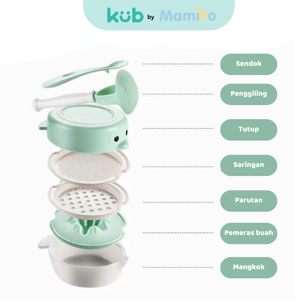 KUB Grinding Bowl Set 7pcs Mangkuk Penggiling MPASI Bayi Anti Slip Silicone Foto 5