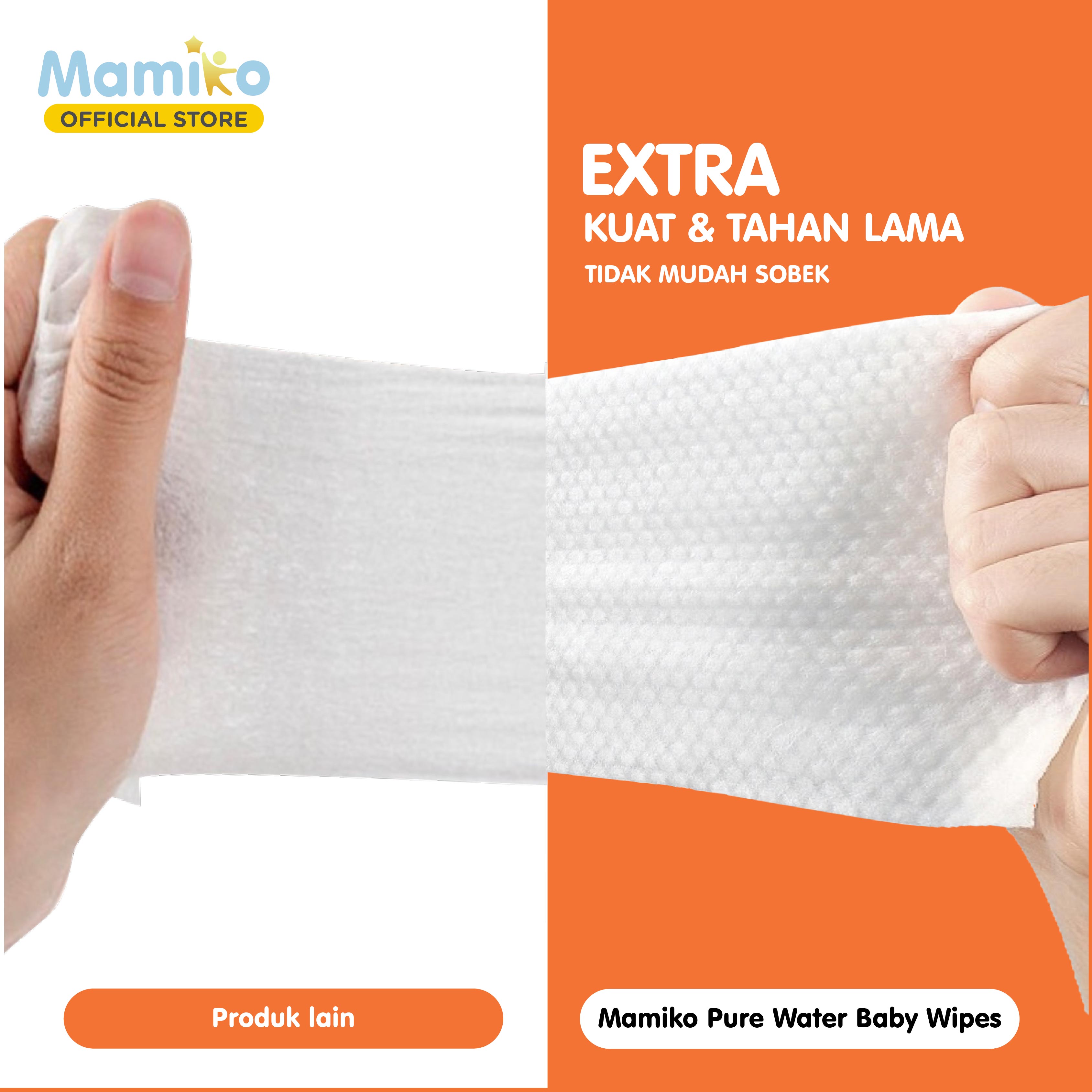 Mamiko Antibacterial Baby Wipes 80s Non-Woven Spunlace 3D Honeycomb 24 Pack Foto 6
